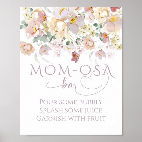 Spring Wildflower Purple Girl Baby Shower bar Poster