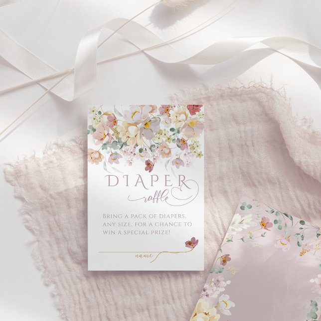 Spring Wildflower Purple Girl Baby Shower diaper Enclosure Card (Creator Uploaded)