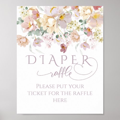Spring Wildflower Purple Girl Baby Shower diaper Poster