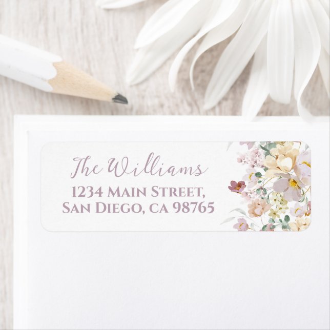 Spring Wildflower Purple Girl Baby Shower  Label (Insitu)