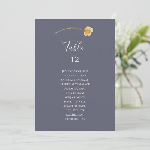 Spring Wildflower Purple Table Number Chart