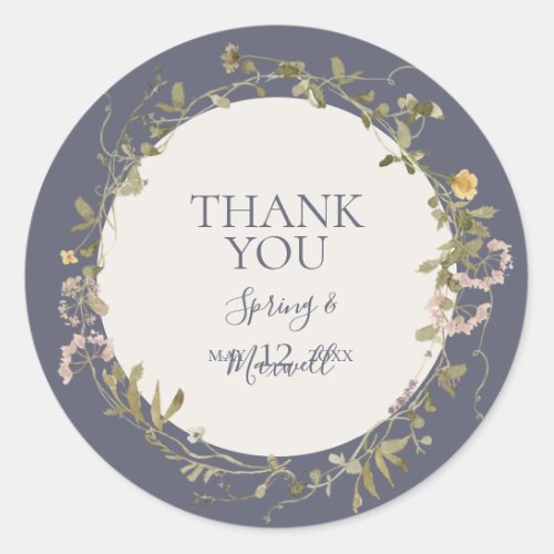 Spring Wildflower  Purple Thank You Favor Sticker