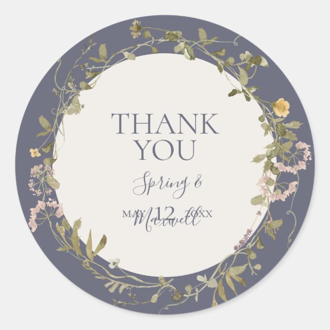 Spring Wildflower | Purple Thank You Favor Sticker (Front)