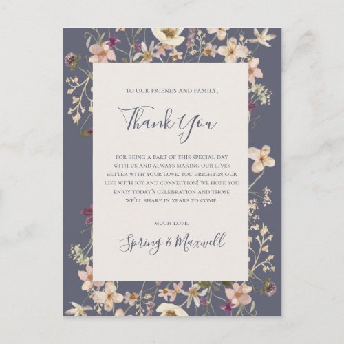 Spring Wildflower Purple thank You Reception Card