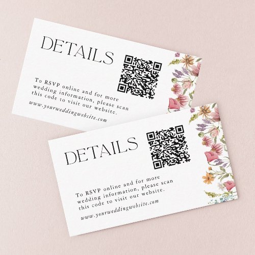 Spring Wildflower QR Code Wedding Details Enclosure Card