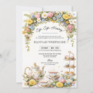 Spring Wildflower Tea Party Bridal Shower Digital  Invitation