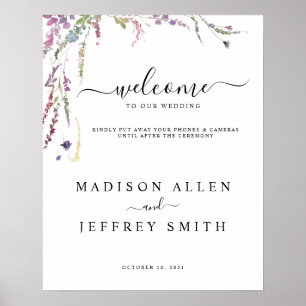 Spring Wildflower Unplugged Wedding Welcome Sign
