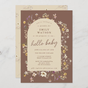Spring Wildflower Watercolor Custom Hello Baby Invitation