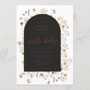 Spring Wildflower Watercolor Custom Hello Baby Invitation