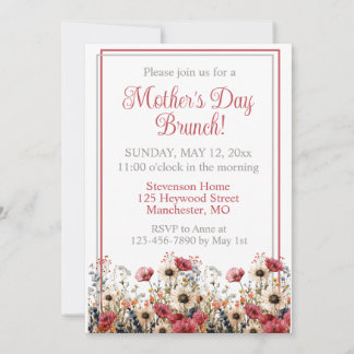 Spring Wildflower Watercolor Mother's Day Brunch Invitation