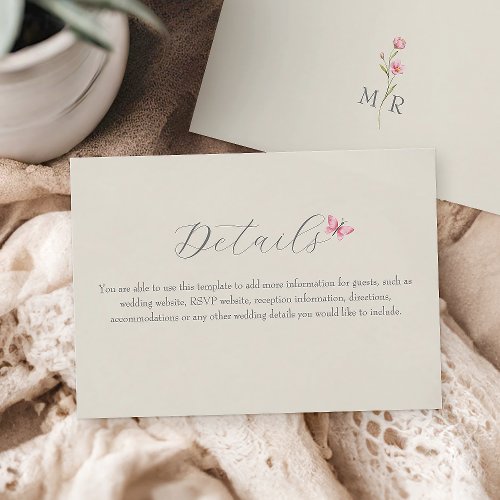 Spring Wildflower Wedding Details Enclosure Card