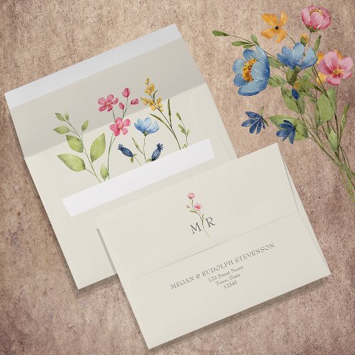 Spring Wildflower Wedding Envelope