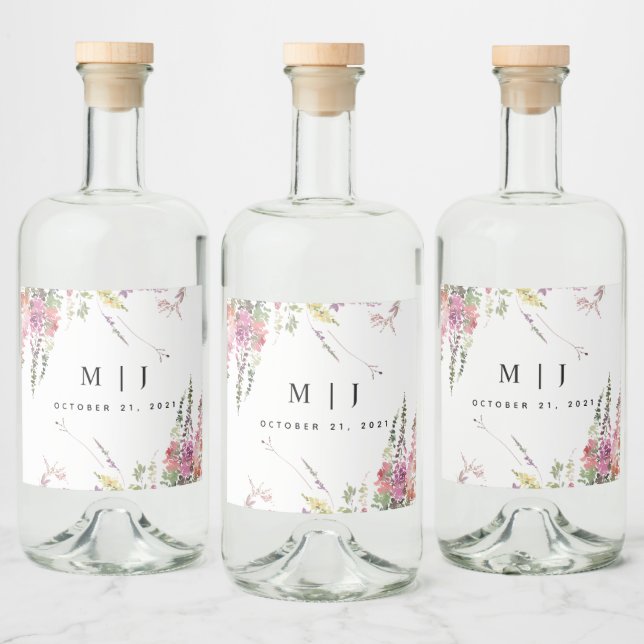 Spring Wildflower Wedding Liquor Bottle Label (Bottles)