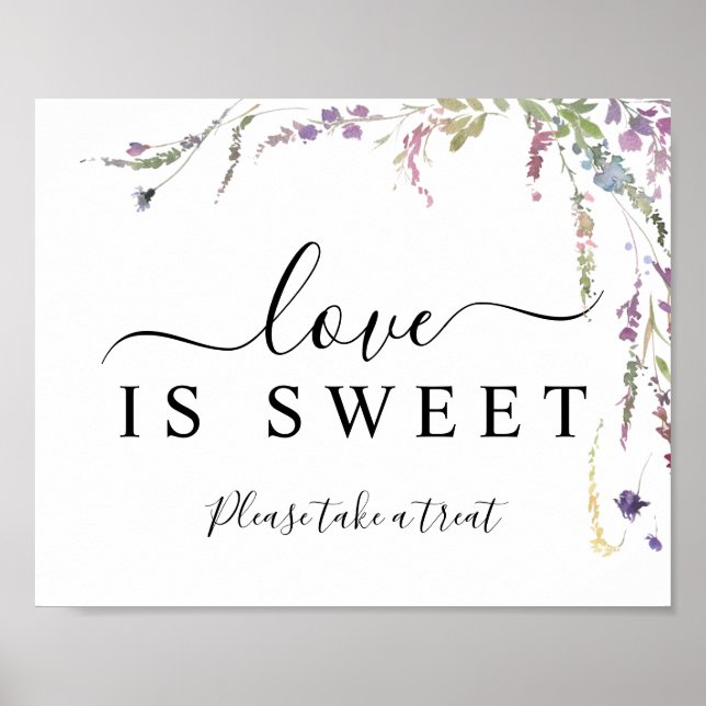 Spring Wildflower Wedding Love is Sweet Sign (Front)