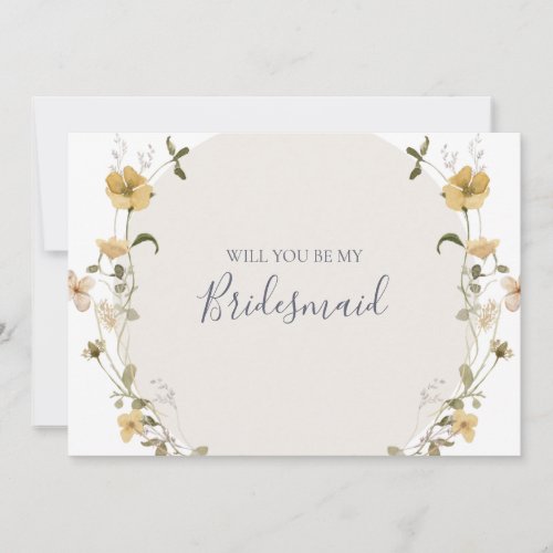 Spring Wildflower  White Bridesmaid Proposal Card