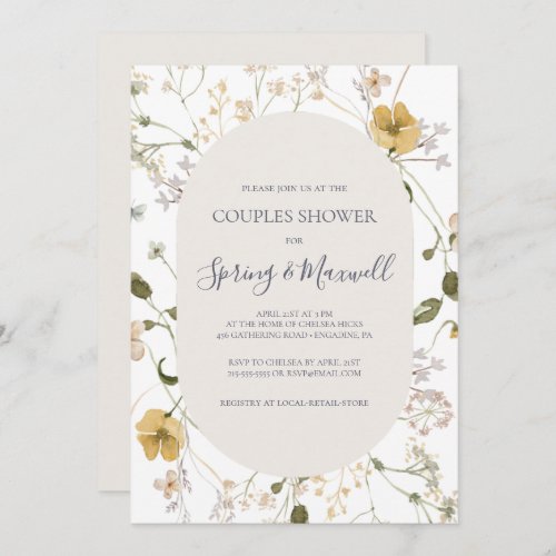 Spring Wildflower  White Couples Shower Invitation