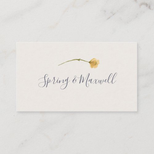 Spring Wildflower  White Flat Wedding Place Card