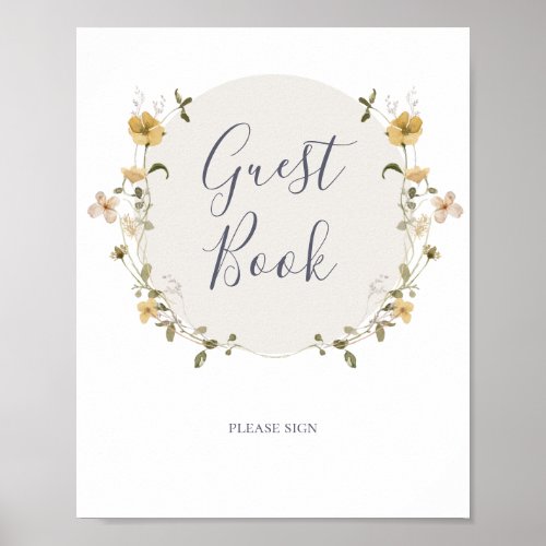 Spring Wildflower  White Guest Book Sign