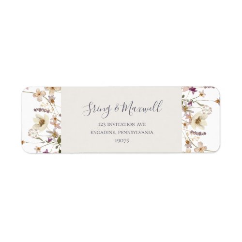 Spring Wildflower  White Return Address Label