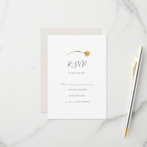 Spring Wildflower  White RSVP Card