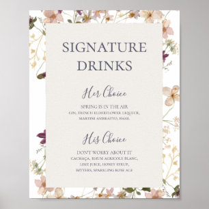 Spring Wildflower White Signature Drinks Sign