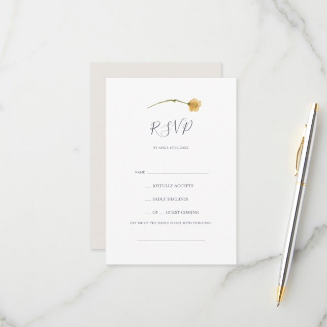 Spring Wildflower | White Song Request RSVP Card (Front/Back In Situ)