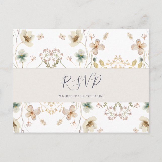 Spring Wildflower | White Song Request RSVP Postcard (Front)