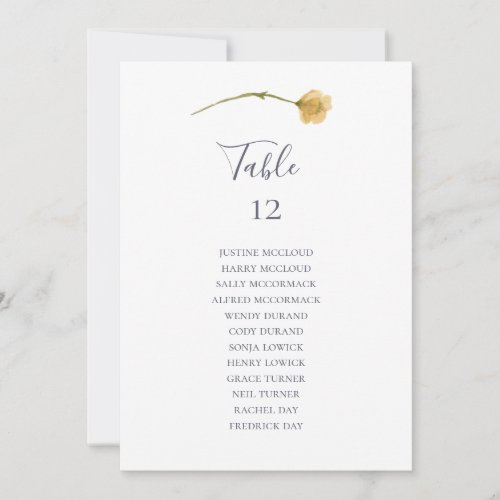 Spring Wildflower White Table Number Seating Chart