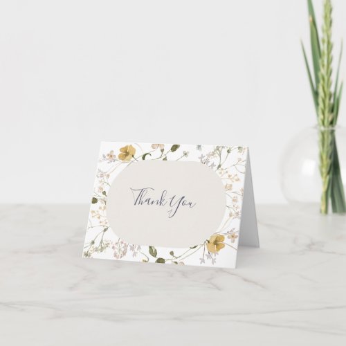 Spring Wildflower  White Thank You Card
