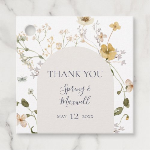 Spring Wildflower  White Thank You Favor Tags