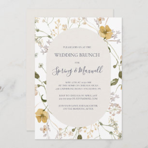 Spring Wildflower White Wedding Brunch Invitation
