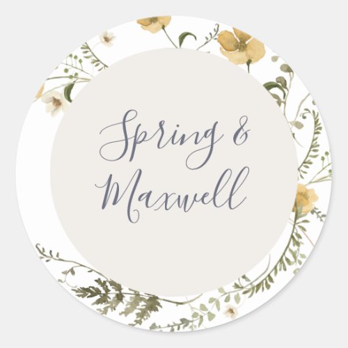 Spring Wildflower  White Wedding Envelope Seals