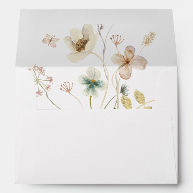 Spring Wildflower | White Wedding Invitation Envelope (Back (Bottom))