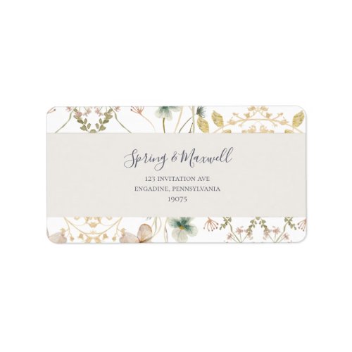 Spring Wildflower  White Wedding RSVP Address Label