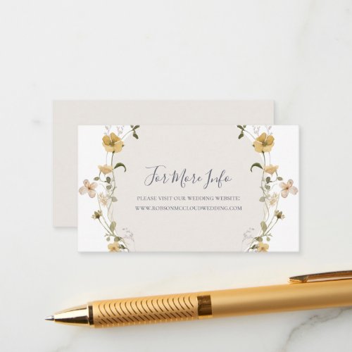 Spring Wildflower  White Wedding Website Enclosure Card