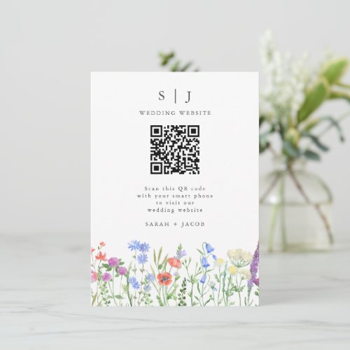 Spring WildflowerQR Code Wedding  Enclosure Card