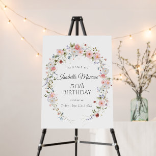 Spring Wildflowers 50th Birthday Welcome Foam Board