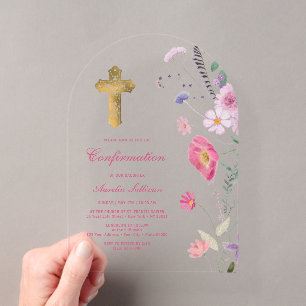 Spring Wildflowers Arch Confirmation Acrylic Invitations