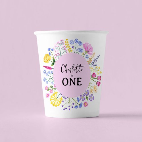 Spring Wildflowers Baby Girl First Birthday Paper Cups
