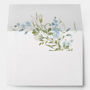 Spring Wildflowers Blue Green Wedding Envelope