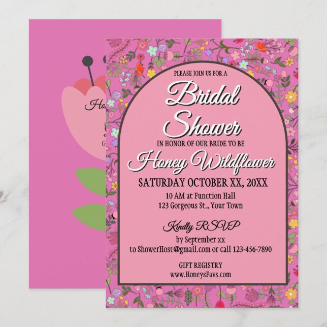 Spring Wildflowers Bridal Shower Amaranth Purple (Front/Back)