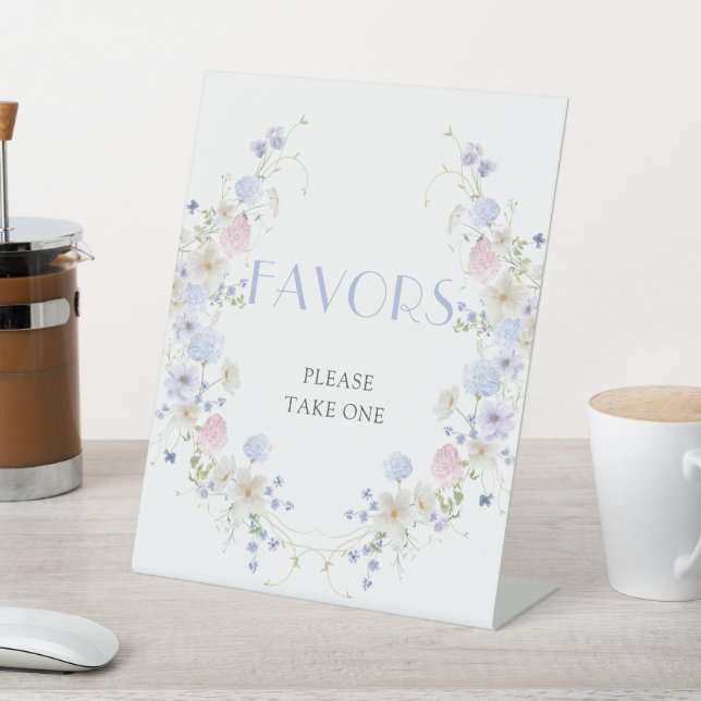 Spring Wildflowers Bridal Shower Favors Pedestal Sign (In SItu)