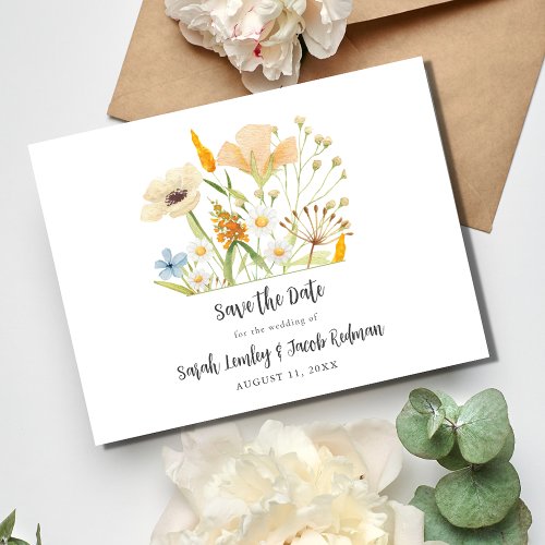 Spring Wildflowers Budget Wedding Save the Date Announcement Postcard