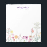 Spring Wildflowers | Custom Floral Notepad<br><div class="desc">Add some extra color and fun to your desk with this spring themed notepad featuring a variety of delicate wildflowers in shades of pink, orange, yellow and green. Add a name, initials or other custom text at the top, or delete to leave blank! Font styles and colors are easily changed....</div>