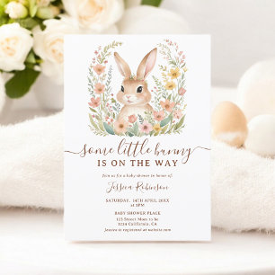  Spring Wildflowers Cute Bunny Easter Baby Shower  Invitation