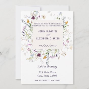 Spring Wildflowers Elegant Wedding Invitation by My_Wedding_Bliss at Zazzle