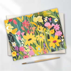 Spring Wildflowers   Floral Watercolor Painting Postcard