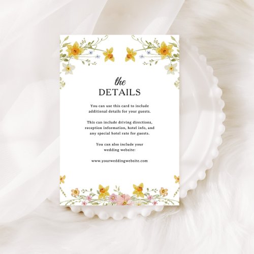 Spring Wildflowers | Floral Wedding Details Enclosure Card