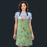 Spring Wildflowers Florals on Sage Personalized Apron<br><div class="desc">This colorful personalized apron features our vibrant wildflower design on a sage background. A mix of colorful wildflowers - pink, orange, purple yellow, blue, red, and green hues. From fashion to home goods and gift items, our products are adorned with these colorful blossoms, bringing a touch of the outdoors to...</div>