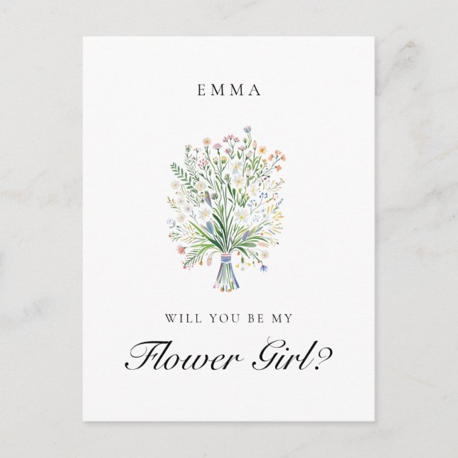 Spring Wildflowers Flower Girl Proposal Postcard (Front)